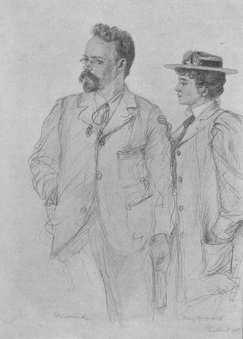 1893年にアラースが描いたフンパーディンクと妻ヘートヴィヒ