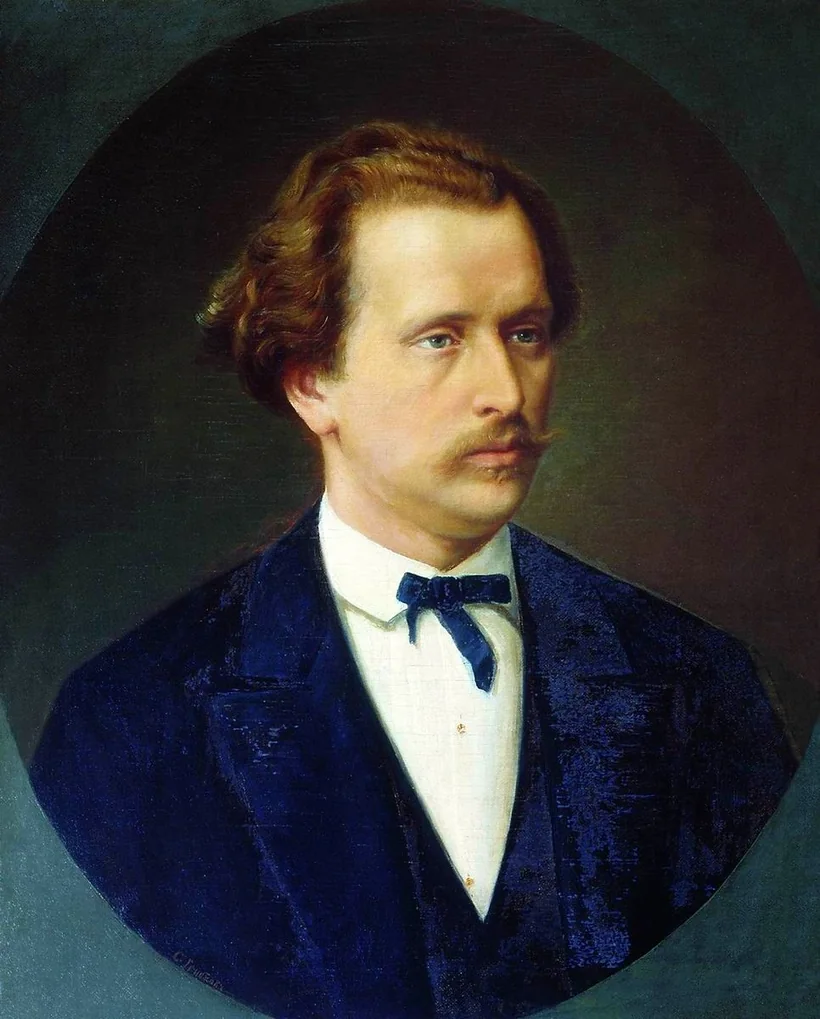 青い上着を着たニコライ・ルビンシテインの油彩肖像